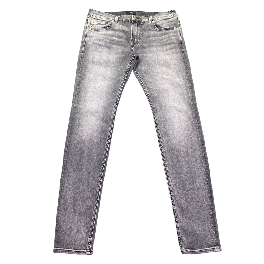 7 For All Mankind The Stacked Skinny Jeans Gray Wash Size 33 Mens Denim